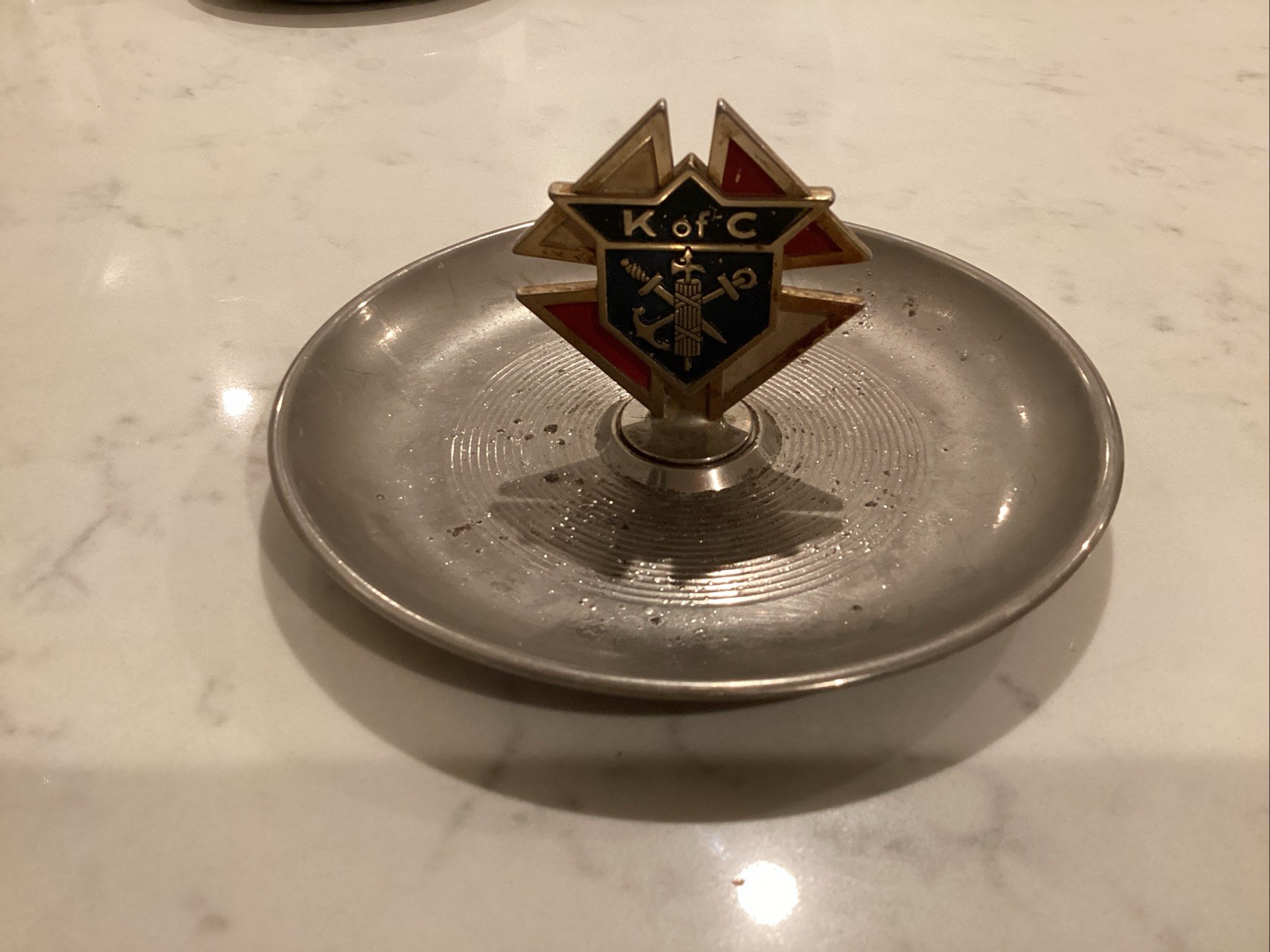 Vintage Knights of Columbus Ashtray K of C Cigarette Cigar Jewelry Holder Dish