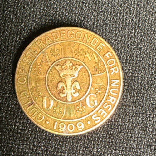 Antique Guild of St. Radegonde For Nurses 1909 Pin Brooch Gold Colored